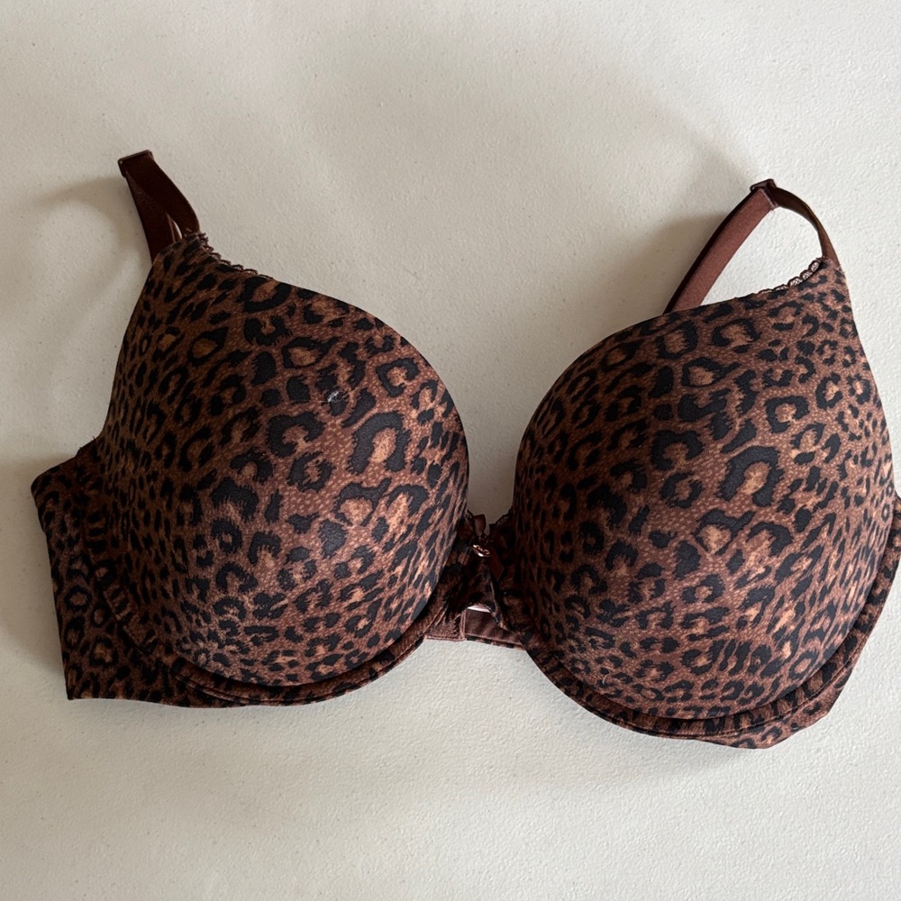 Victoria's Secret Leopard Print Bra - Brown/Black Size 36DD
